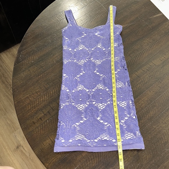 Free People Purple and white crochet overlay sleeveless fitted dress - Picture 9 of 12